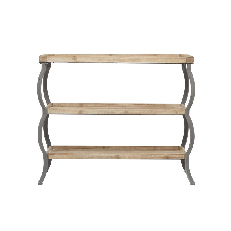 607086 Brown Metal Rustic Console Table, 33" x 39" x 13"